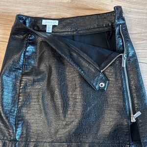 Topshop black leather mini skirt